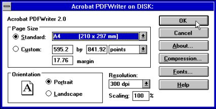 Acrobat PDFWriter printer setup on Windows 3.11 [2]