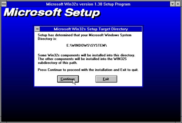 Installation of Win32s on Windows 3.1: Installing Win32s