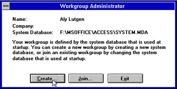 MS Access 2 preparation: Creating a new workgroup system database [1]