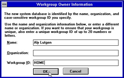 MS Access 2 preparation: Creating a new workgroup system database [2]