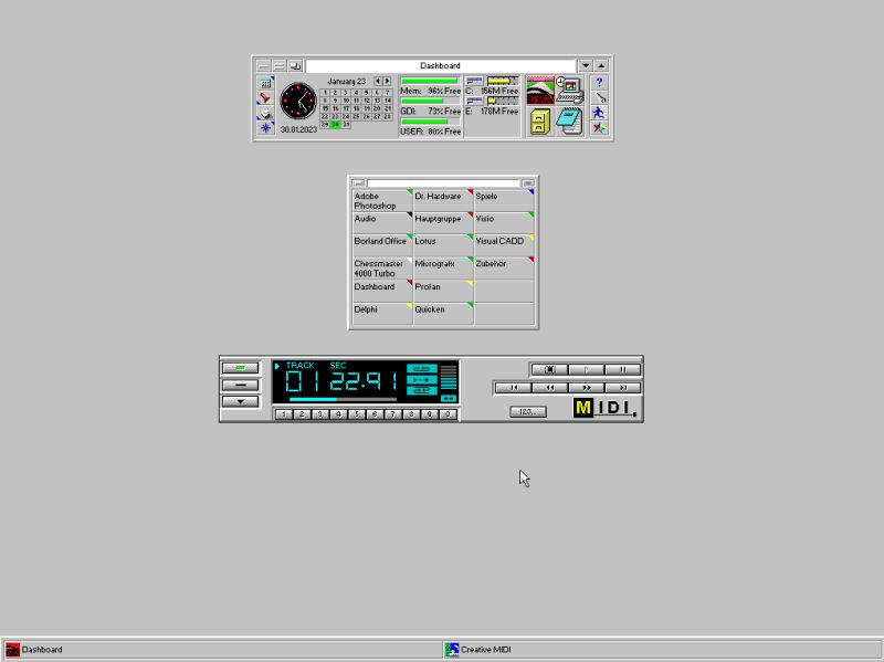 Windows 3.1x sound support: Creative MIDI - a music player for MIDI files