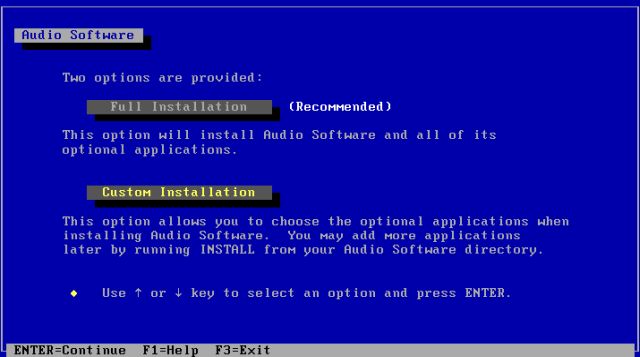 Windows 3.1x sound support: Installing the SoundBlaster 16 for Windows 3.x Driver - Starting custom install
