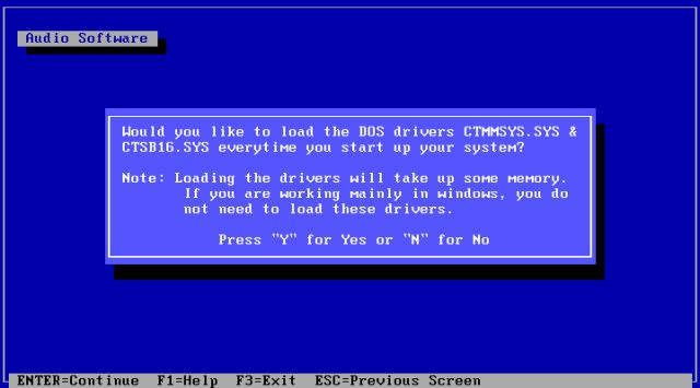Windows 3.1x sound support: Installing the SoundBlaster 16 for Windows 3.x Driver - DOS drivers