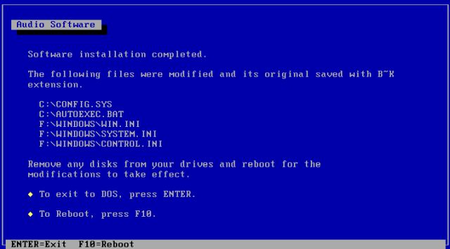 Windows 3.1x sound support: Installing the SoundBlaster 16 for Windows 3.x Driver - Modified system files