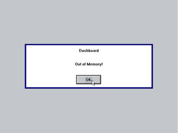 Out of memory error when installing Dashboard on Windows 3.11