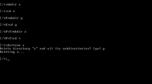 Windows 3.0 folder removal: Folder tree deletion using the DOS 'deltree' command