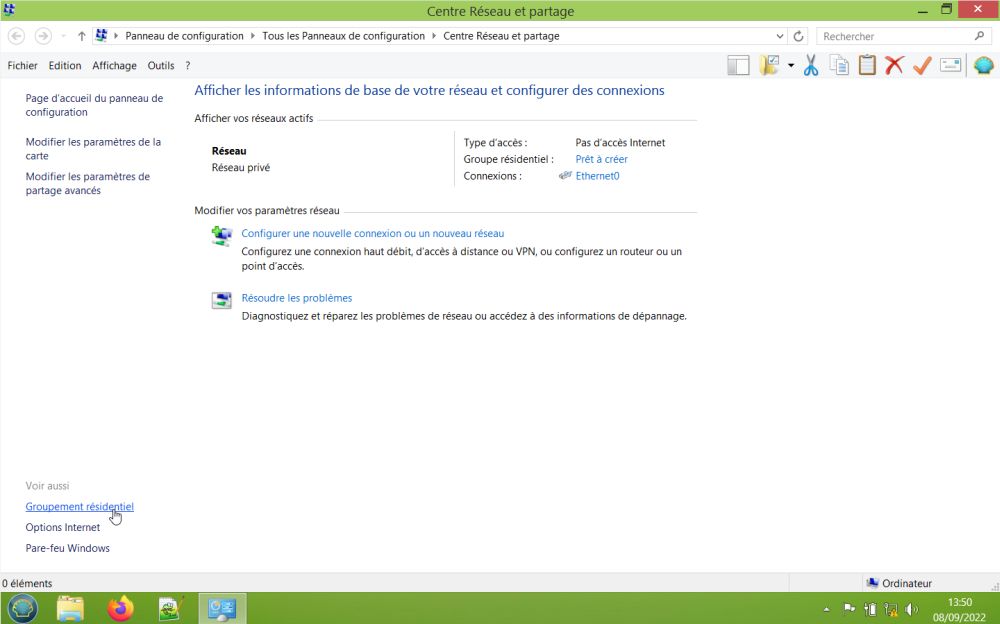 Windows 8.1: Network and Sharing Center in Control Panel - Homegroup ready to be created