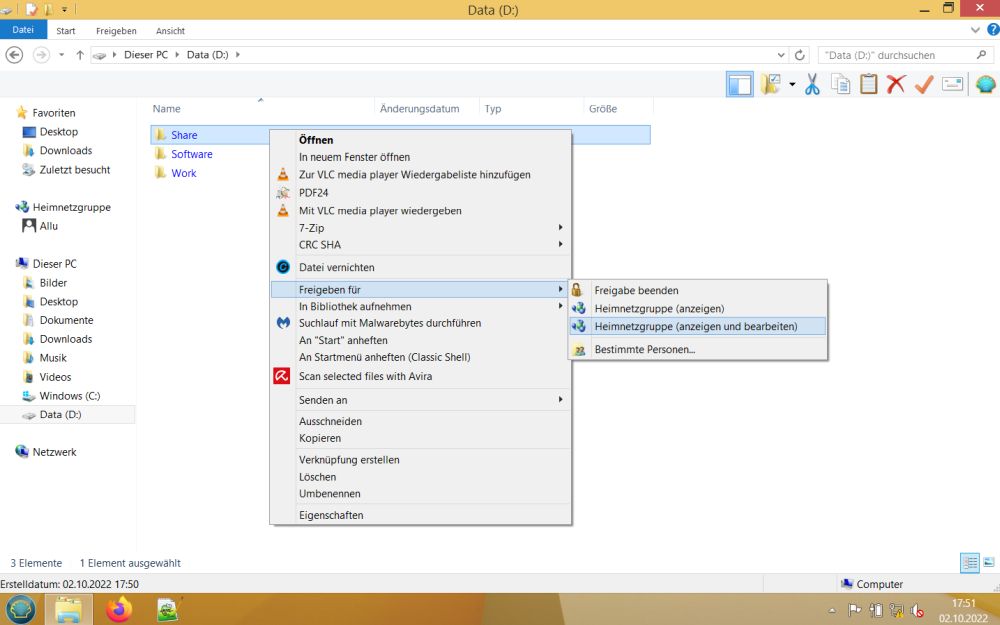 Windows 8.1: Configuring a custom read-write share in File Explorer