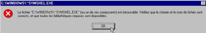 Windows 95 error message after system login