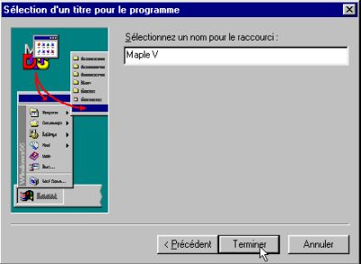 Windows 95 Start menu: Naming the application shortcut (program launcher)