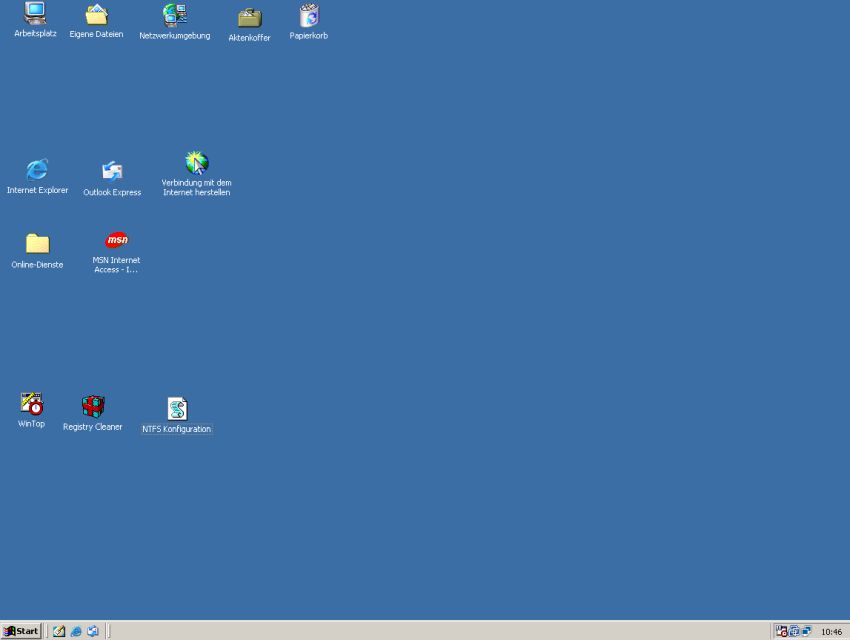 Windows 98 SE service pack 3.1: Windows 2000 look of the desktop (with this feature having been selected for installation)