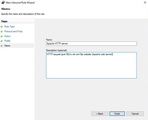 Windows Defender Firewall: Creating a new port based inbound rule [5]