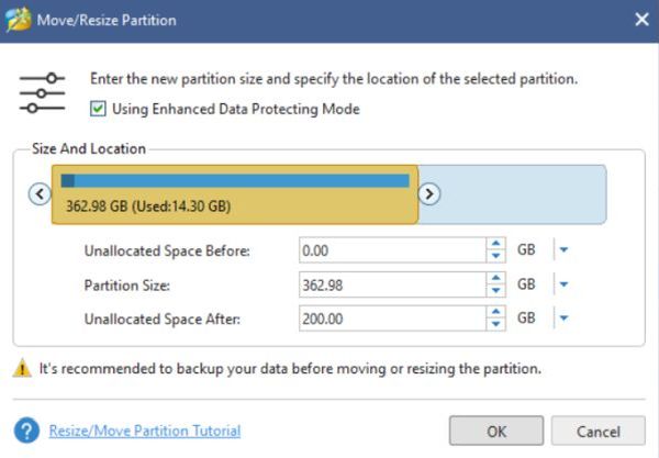 MiniTool Partition Wizard: Moving a partition [1]