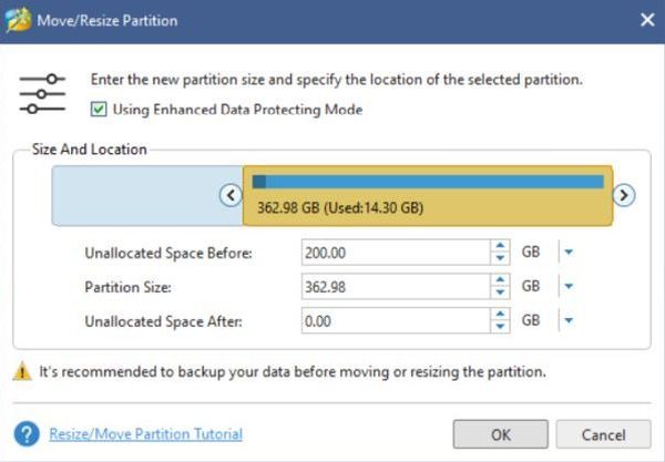 MiniTool Partition Wizard: Moving a partition [2]