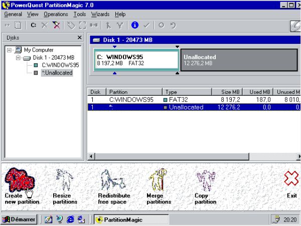 Windows 98 and Windows 95 dual boot: PartitionMagic - Creating a second primary partition