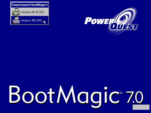 Windows 98 and Windows 95 dual boot: BootMagic - Boot menu with OS icons and mouse support