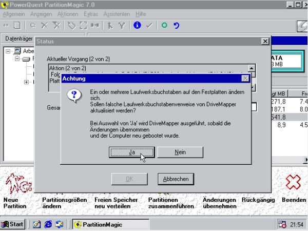 Windows 98 and Windows 95 dual boot: PartitionMagic - Execution of DriveMapper when a drive letter is changed