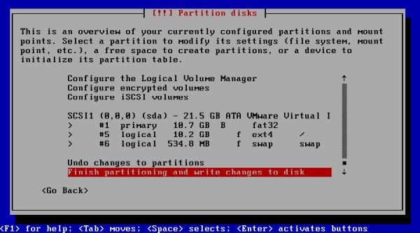 Q4OS installation: Manual partionning - Disk layout as it will be seen by the new system