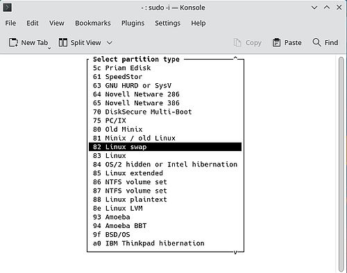 Installation of Slackware 15: Creating a swap partition [2]