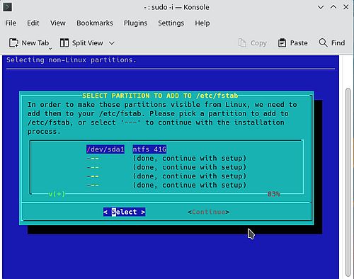 Installation of Slackware 15: Partition setup - Windows Vista partition [1]