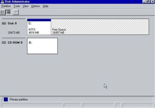 Windows NT Disk Administrator: Correct recognition of the disk size and the free space size on SCSI disks