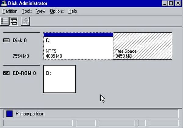 Windows NT Disk Administrator: Incorrect recognition of the disk size and the free space size on IDE disks