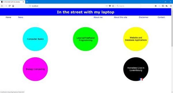 'In the street with my laptop' website display