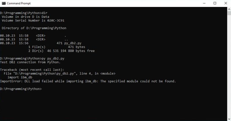 DLL not found error while trying to access DB2 from Python