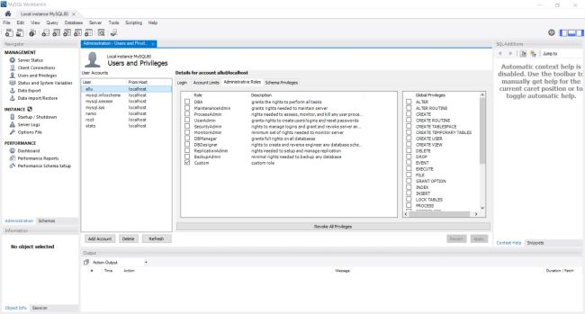 MySQL Workbench: Granting global privileges