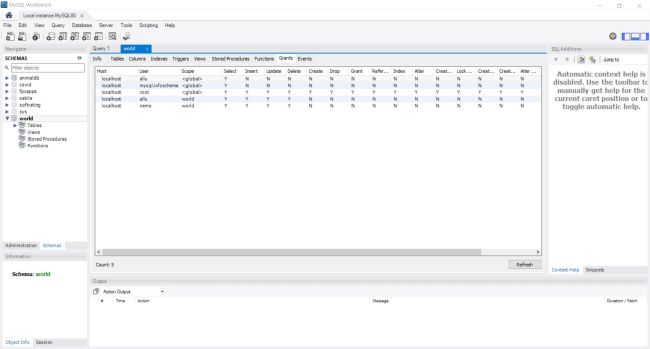 MySQL Workbench: Grants for a given database