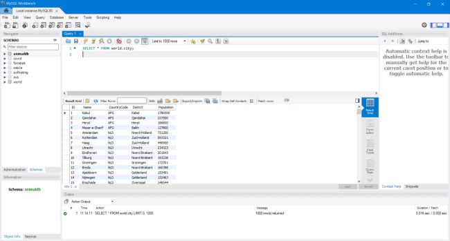 MySQL Workbench: Displaying table contents