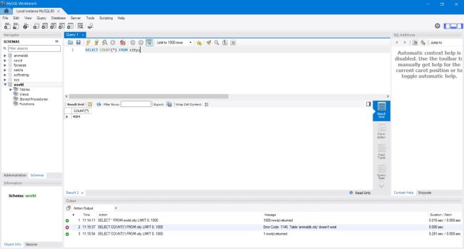 MySQL Workbench: Displaying records count