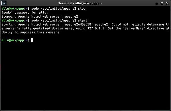 Apache on Peppermint OS: Starting/stopping the server