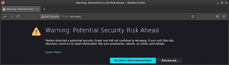 Apache on Peppermint OS: HTTPS access (warning due to the self-signed certificate)