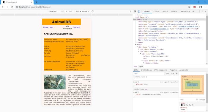 Webpage displayed on a Chrome DevTools Galaxy S5 (mobile page layout)