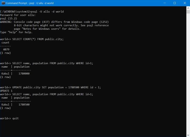 PostgreSQL - psql: Successful update of a table when connecting as a user with read-write permissions