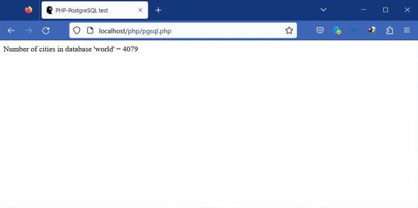 PostgreSQL - Access from PHP: Display of the number of cities in the 'world' database