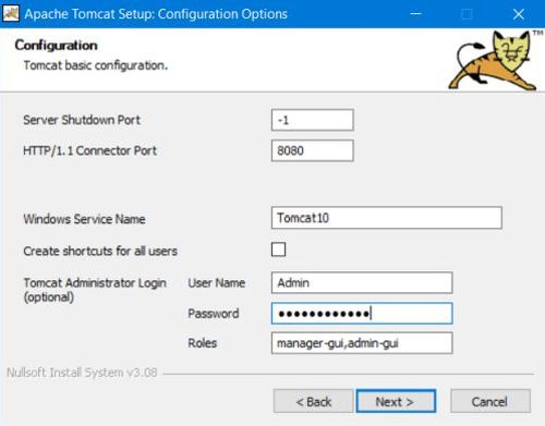 Tomcat installation: Server configuration