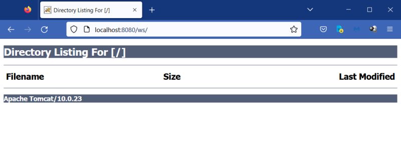 Tomcat directory listing (newly created context)