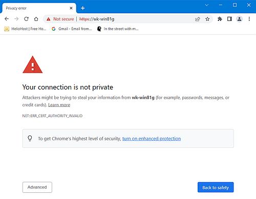 IIS on Windows 8.1: HTTPS access (security warning due to self-signed certificate)