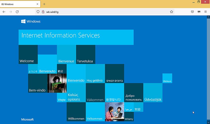IIS on Windows 8.1: Homepage opened in web browser