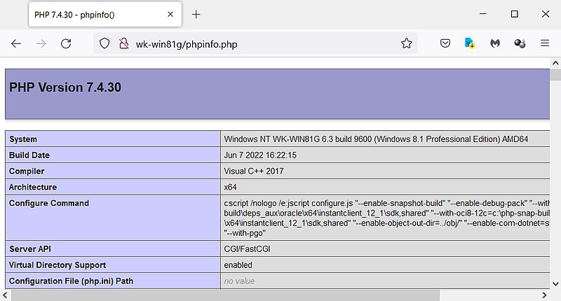 IIS on Windows 8.1: Running a PHP 7 script
