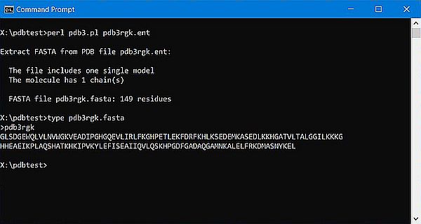 ParsePDB.pm: Script sample - Extracting the FASTA sequence of human myoglobin (3rgk)