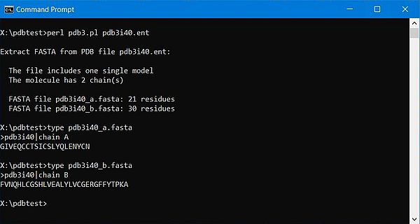 ParsePDB.pm: Script sample - Extracting the FASTA sequence of human insulin (3i40)