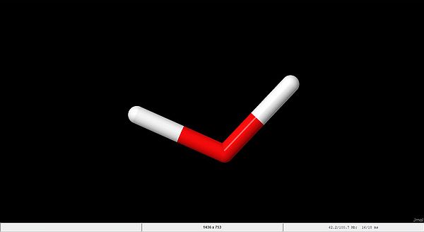 Jmol: Water molecule (style scheme = Stick)