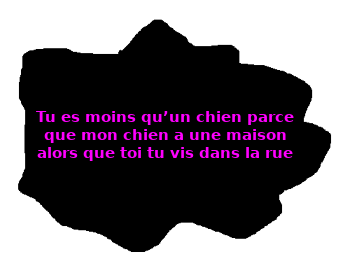 Tu es moins qu'un chien parce que tu vis dans la rue!