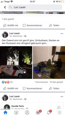 La photo de la visite des Stroossenenglen dans mon squat sur leur Facebook